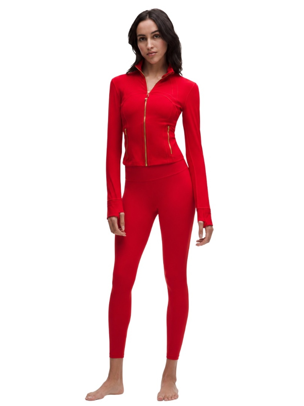 Lululemon Define Nulu Set Size 2 Jacket Align Legging Oxford Red Gold Zipper New